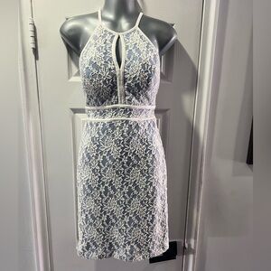 INC International Concepts Blue and Cream Lace Midi Dress